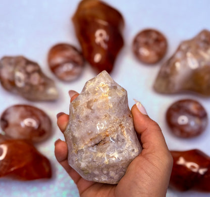 Flower Agate Freeform Flame Crystal Tower ‘Frances’ 353g