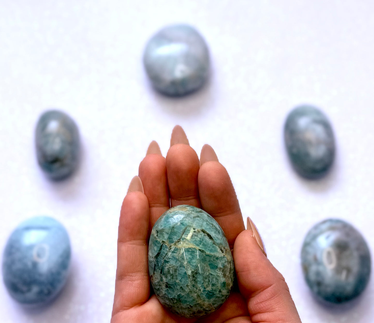 Amazonite Palm Stone with Black Tourmaline Inclusions #11