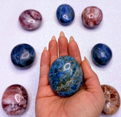 Blue Apatite Palm Stone 140g #4