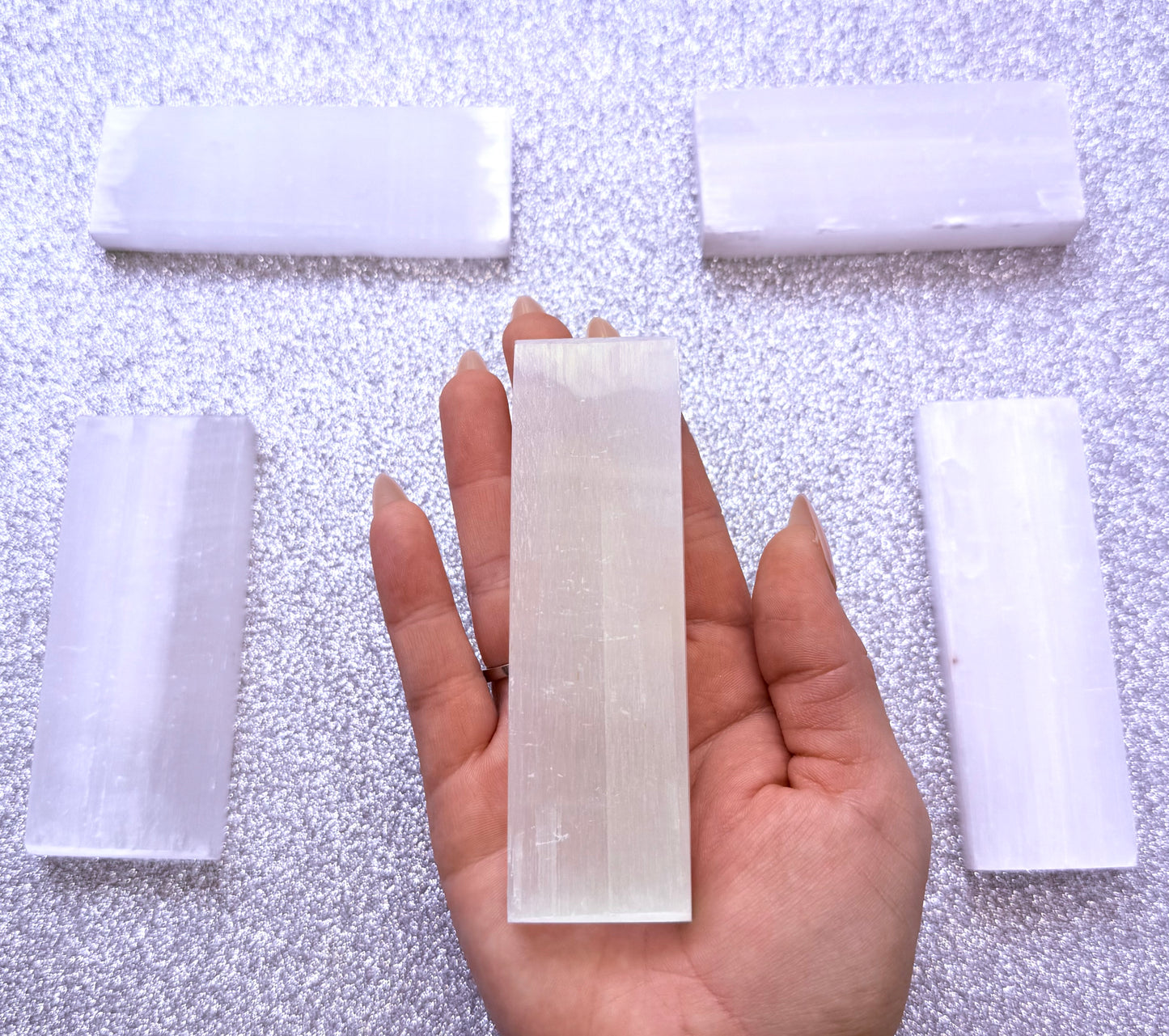 Selenite Polished Raw Rectangle Charging Plate - Large