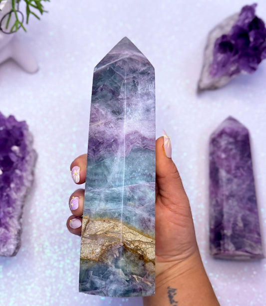 Rainbow Fluorite Point Tower Crystal Generator ‘Faith’ 1.47kg