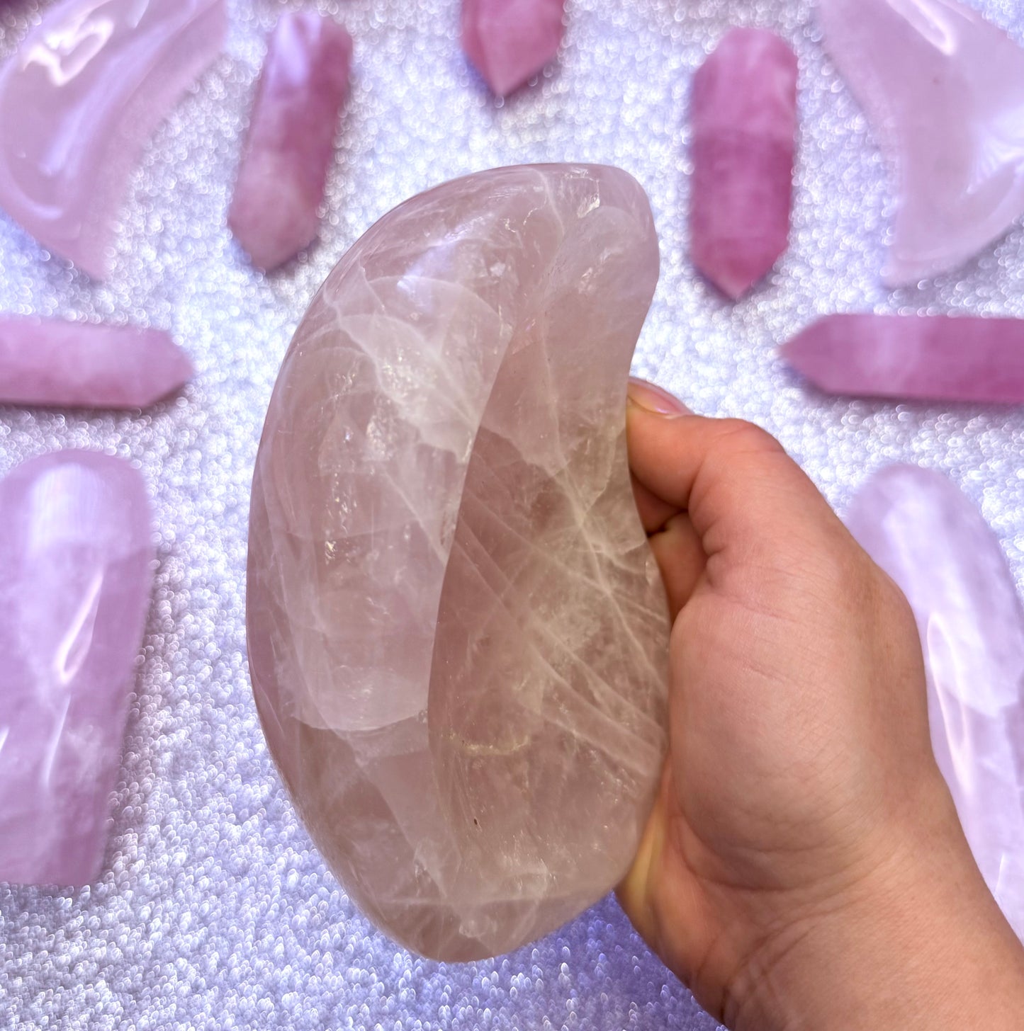 Rose Quartz Polished Crystal Bowl Large - 0.815kg