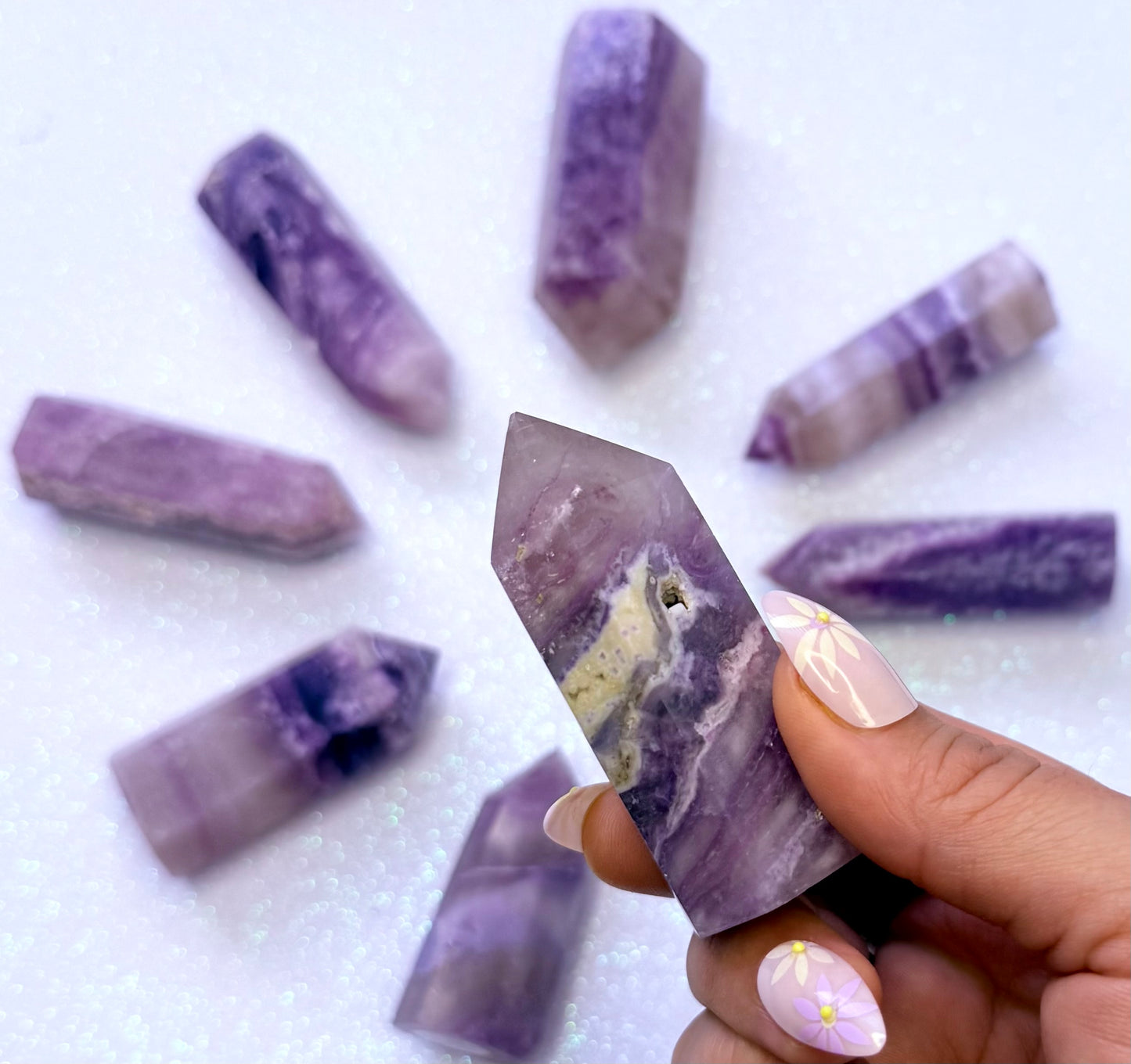 Rare Purple Silk Fluorite Point Tower 81g