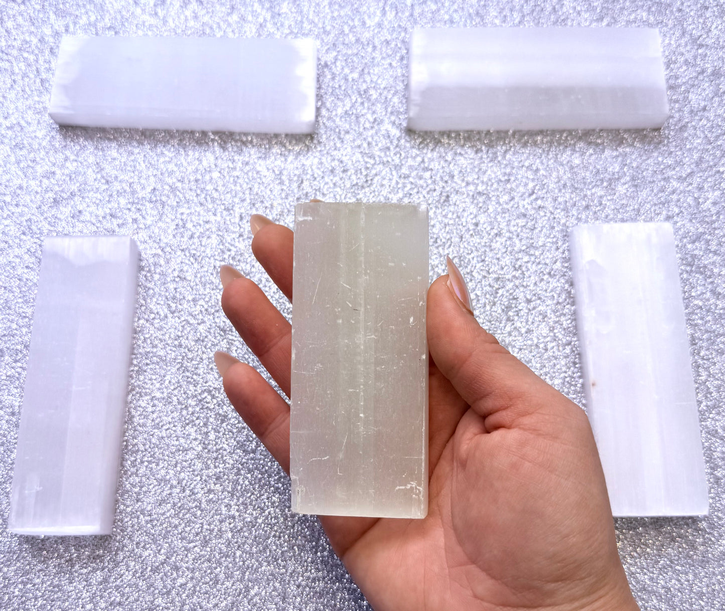Selenite Polished Raw Rectangle Charging Plate - Large