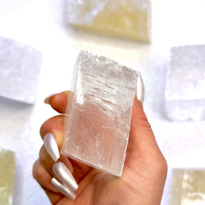 Clear Iceland Spar Optical Calcite Raw Crystal Slab #2 291g