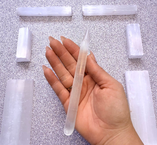 Selenite Polished Point Pencil Wand Crystal Carving 37g