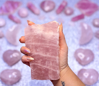 Rose Quartz Polished Slab Slice Crystal - 342g