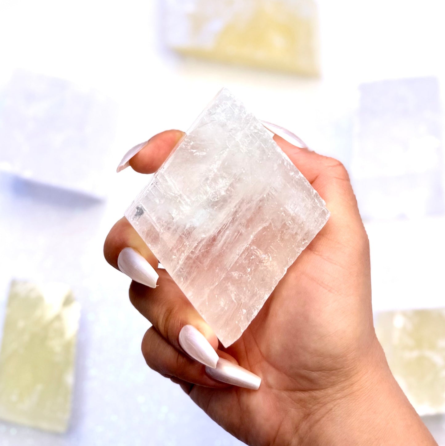 Clear Iceland Spar Optical Calcite Raw Crystal Slab #4 300g