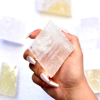 Clear Iceland Spar Optical Calcite Raw Crystal Slab #4 300g