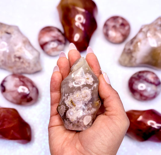 Flower Agate Freeform Flame Tower Crystal ‘Fiona’ 175g