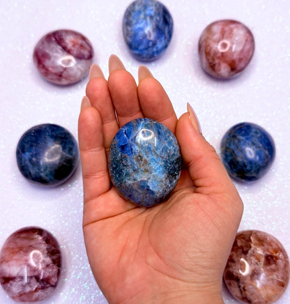 Blue Apatite Palm Stone 103g #7