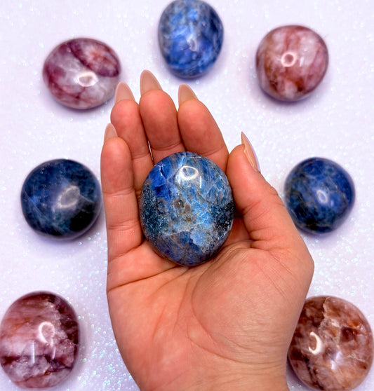 Blue Apatite Palm Stone 103g #7