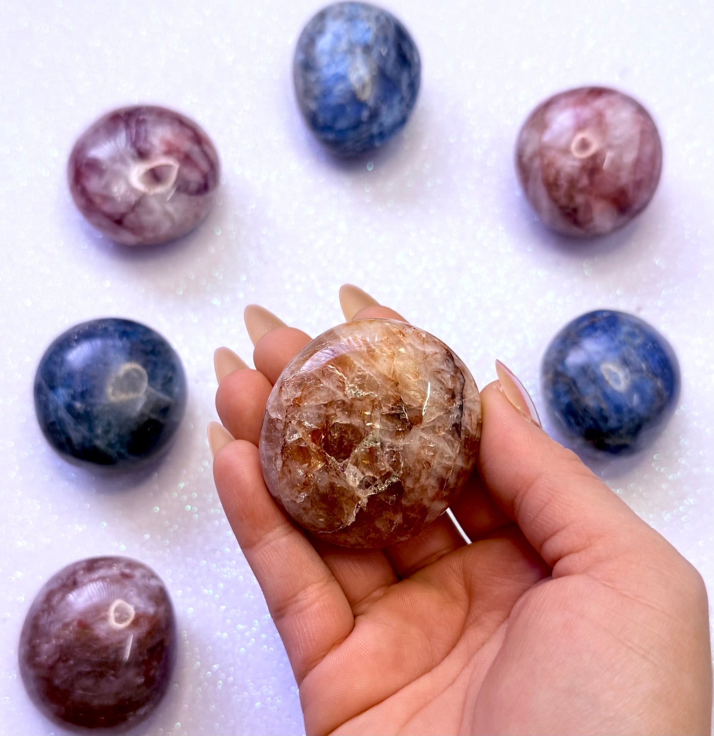 Fire Hematoid Quartz Palm Stone 87g #8
