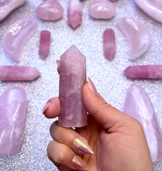 Rose Quartz Point Generator Crystal Tower - 91g