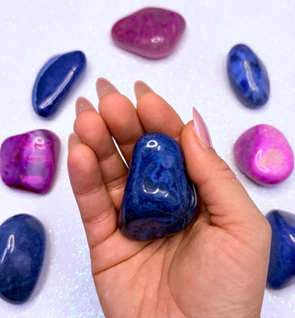 Blue Agate Palm Stone #3