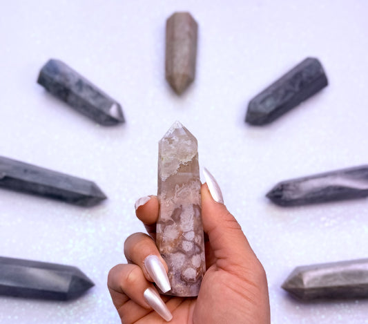 Flower Agate Point Generator Tower 75g #2
