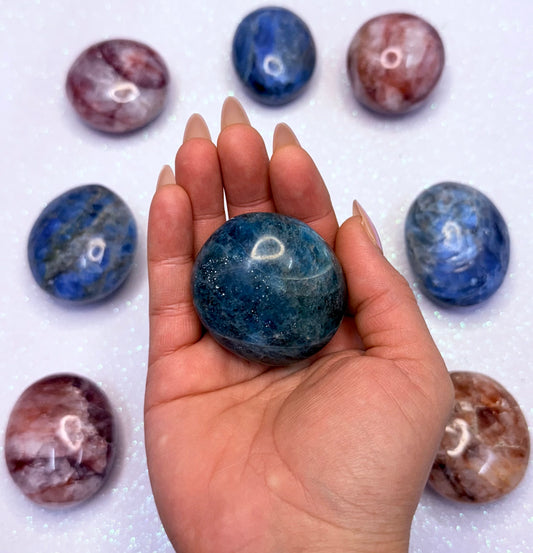 Blue Apatite Palm Stone 129g #9