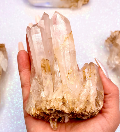 Himalayan Cathedral Clear Golden Quartz Cluster “Hunter” 330g