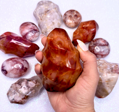 Carnelian Flame Freeform Crystal Tower ‘Charlie’ 423g