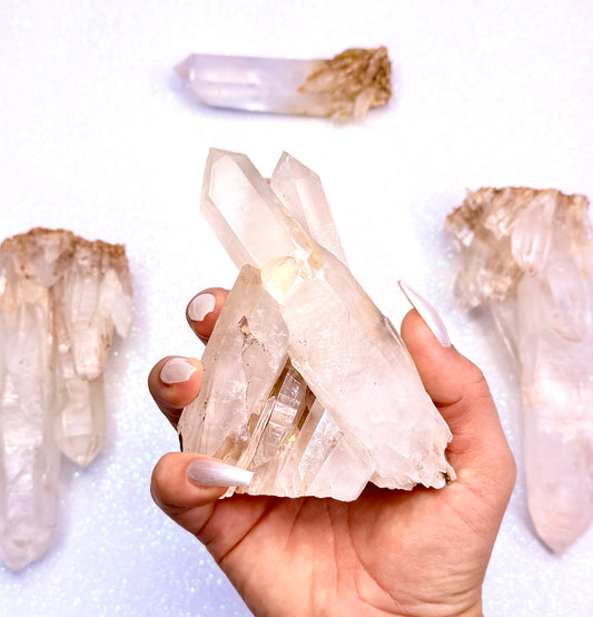 Himalayan Cathedral Clear Golden Quartz Standing Cluster "Hendrix" 400g