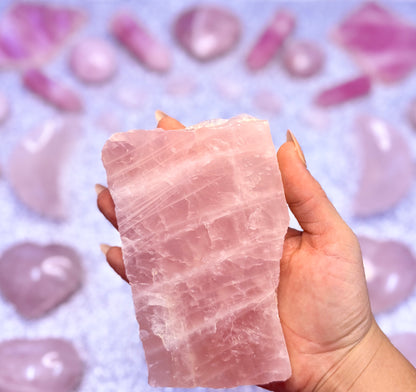 Rose Quartz Polished Slab Slice Crystal - 342g
