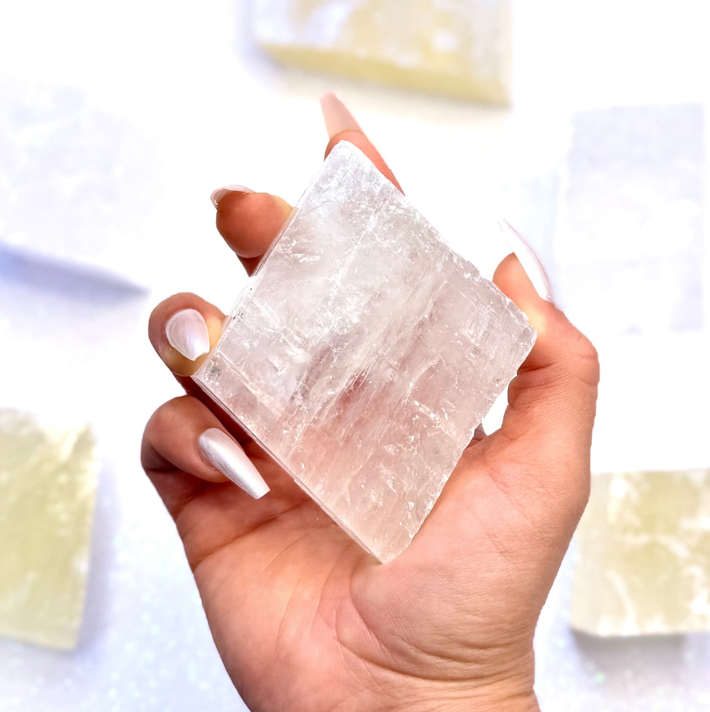 Clear Iceland Spar Optical Calcite Raw Crystal Slab #4 300g
