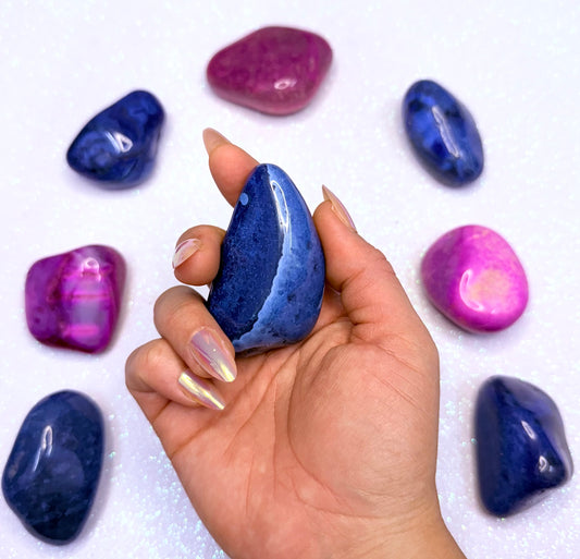 Blue Agate Palm Stone #2