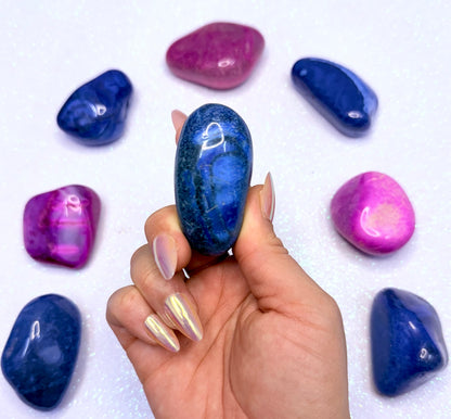 Blue Agate Dyed Palm Stone #1