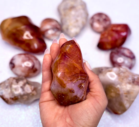 Carnelian Flame Freeform Crystal Tower ‘Chloe’ 263g