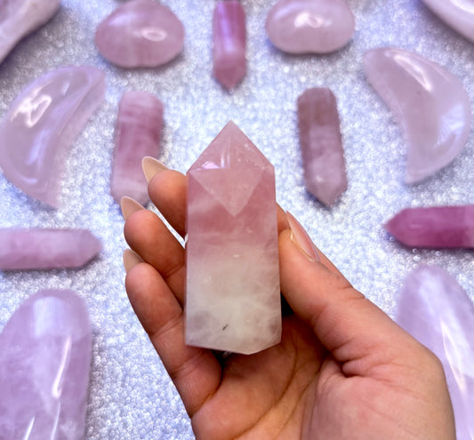 Rose Quartz Point Generator Crystal Tower - 112g