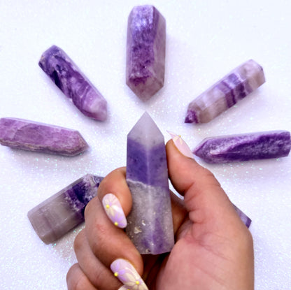 Rare Purple Silk Fluorite Point Tower 64g #9