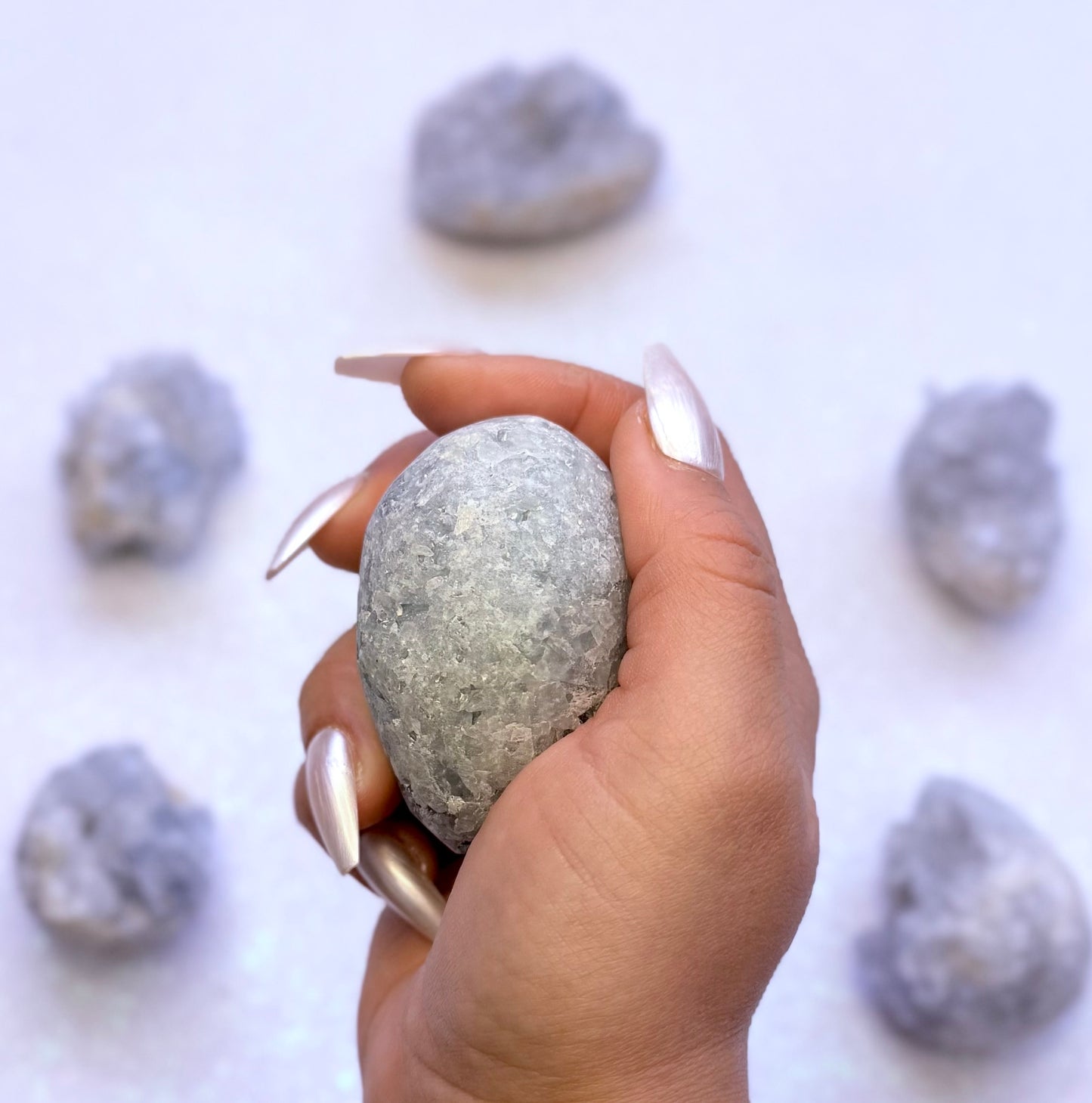 Celestite Cluster Egg 246g #5