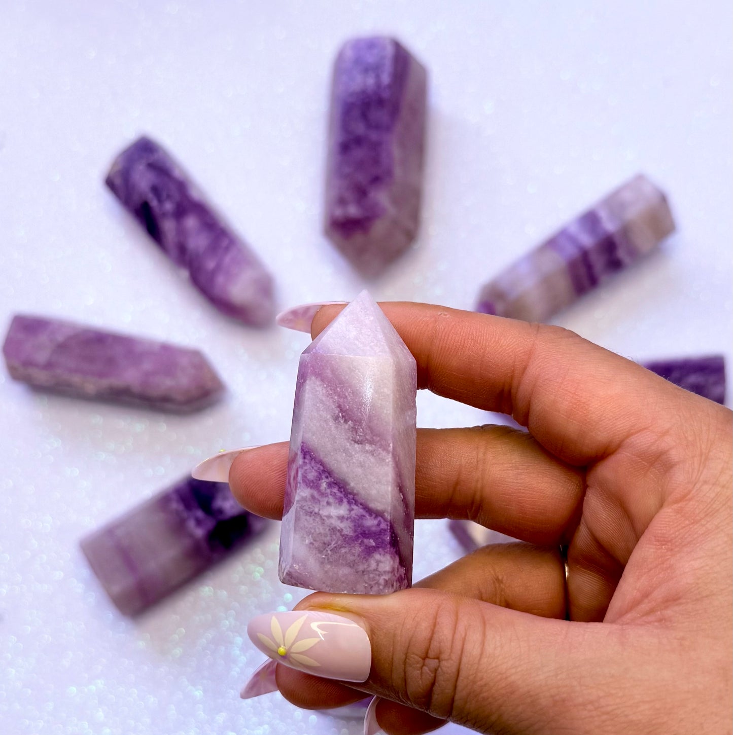 Rare Purple Silk Fluorite Point Tower 47g